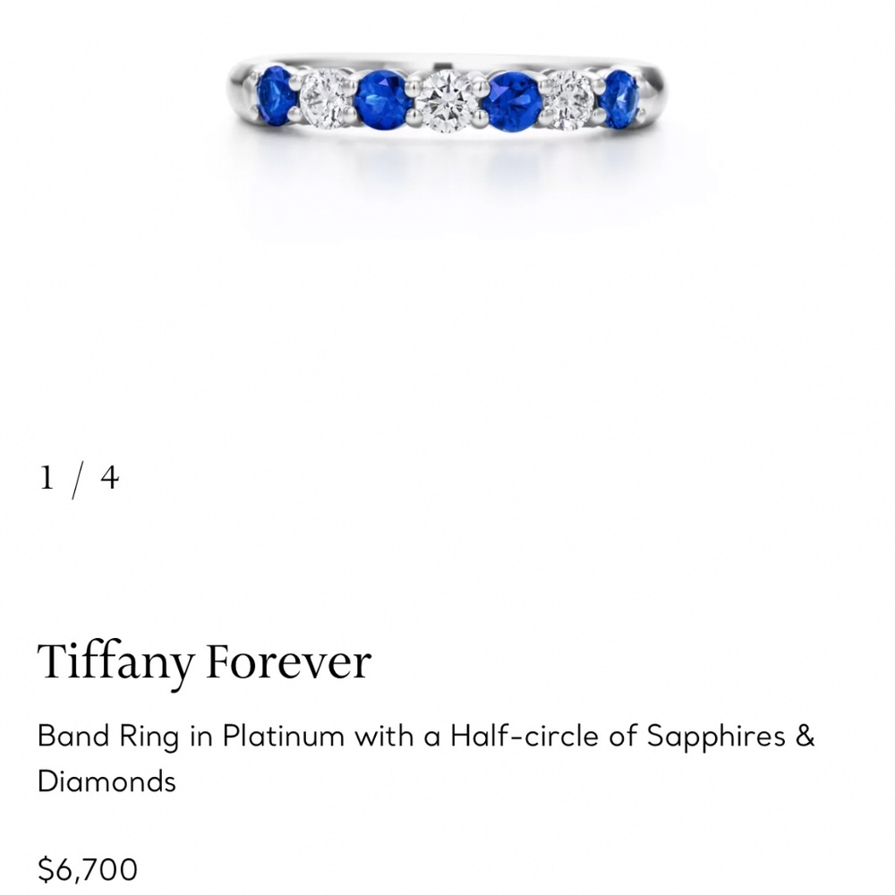 Tiffany and co. forever diamond and sapphire ring size 6.5